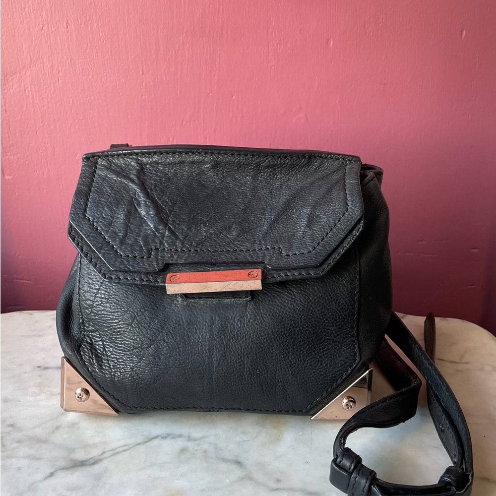 Alexander Wang Marion Black Leather & Rose Gold Crossbody Bag